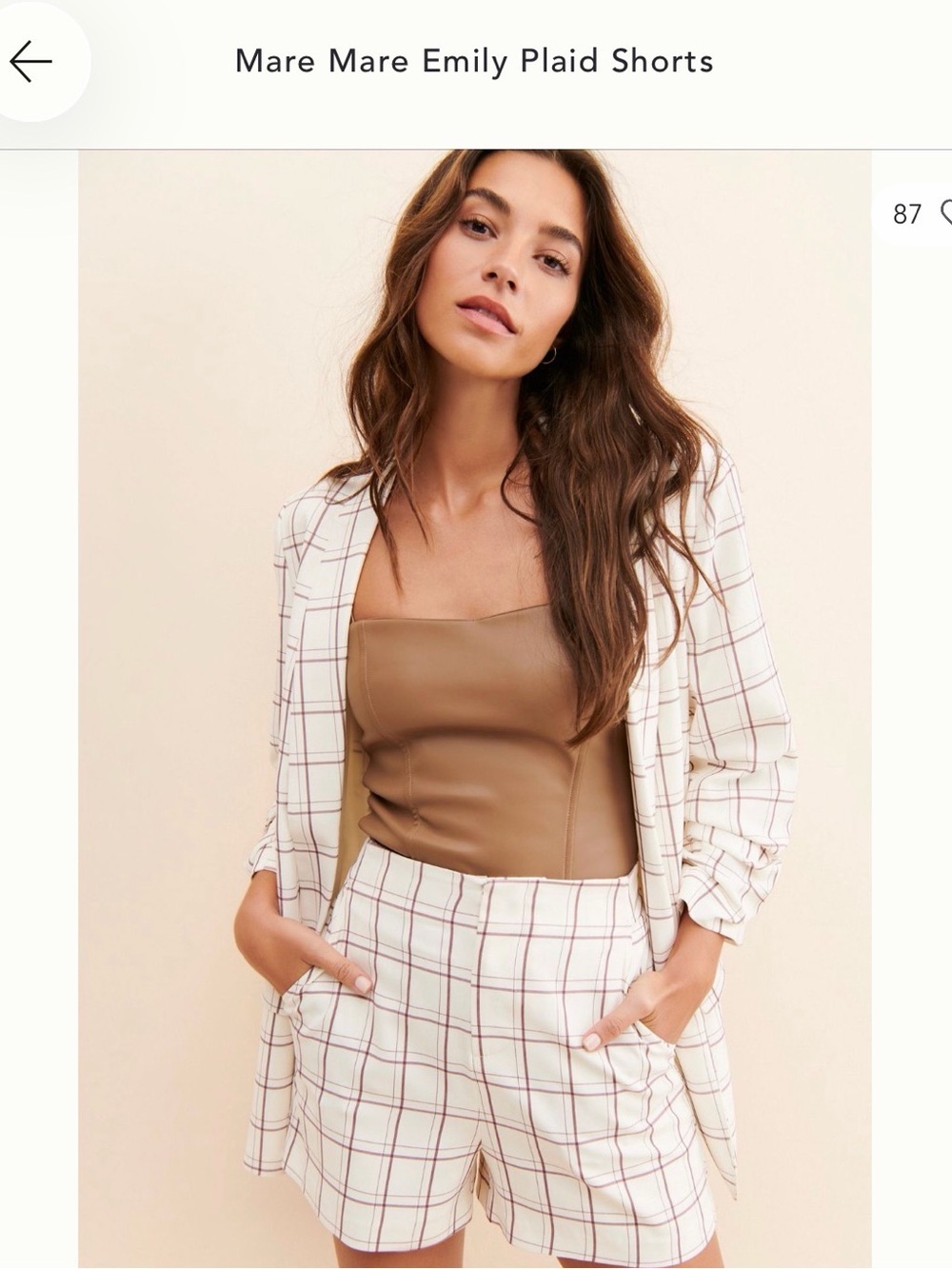 Mare Mare Emily High-Waist Plaid Shorts - Cream/Brown